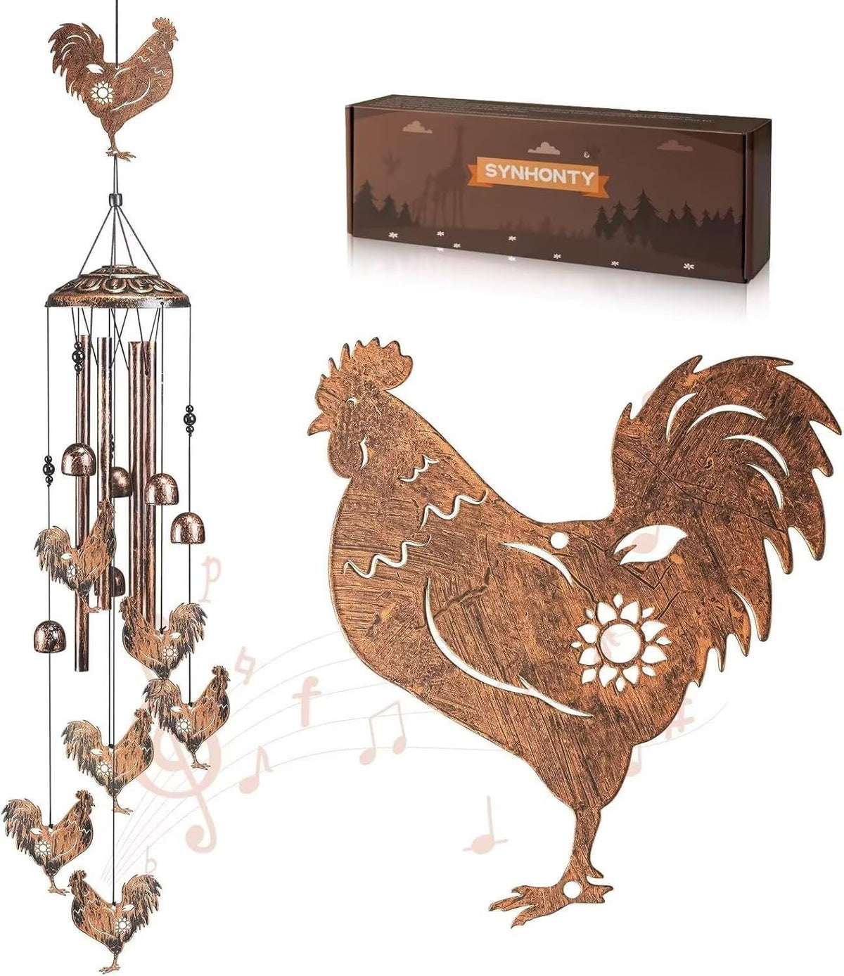 Chicken Wind Chimes for Outside,Gardening Gifts for Chicken Lover，Women，Men，Mom，Birthday Party