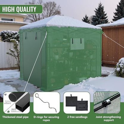 8X6 FT Pop Up Greenhouse,Greenhouse for Outdoors, Portable Walk-in Greenhouses with Roll-Up Zipper
