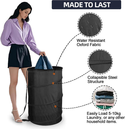 BATTOO Extra Large 107L Strong Laundry Hamper 17.5" x 27" Collapsible Laundry Baskets with Long