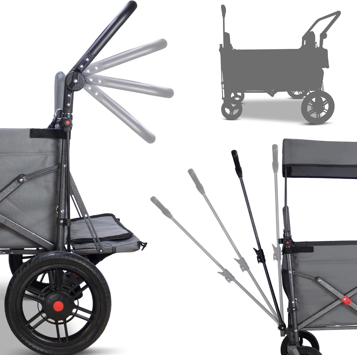 Collapsible Foldable Wagon Cart with Quick-Release Wheels & 2 Seats - Heavy-Duty Utility Wagon