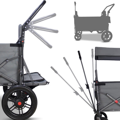 Collapsible Foldable Wagon Cart with Quick-Release Wheels & 2 Seats - Heavy-Duty Utility Wagon