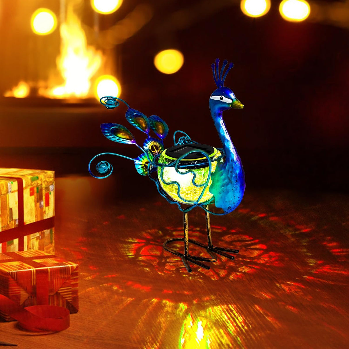 HONGLAND Solar Peacock Statue Light, Solar Animal LED Lights Outdoor, Solar Power Figurine
