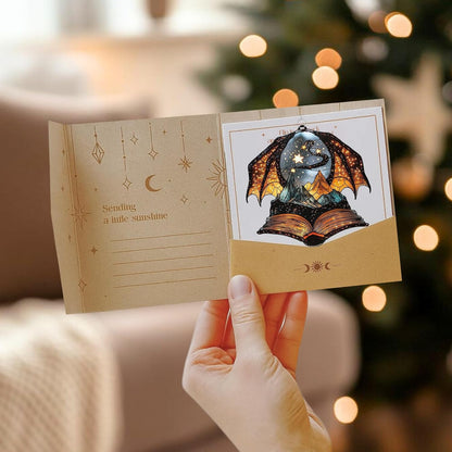 Dragon Wings Book Bookworm Acrylic Suncatcher Stained Glass Effect Window Car Hanging Christmas