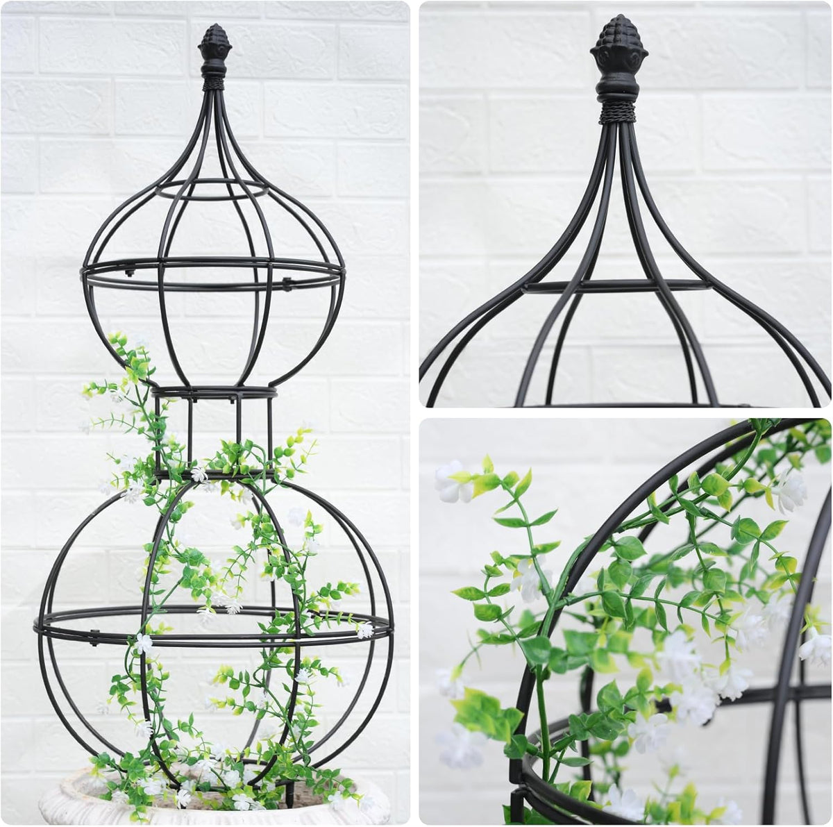 48.8"x17" Metal Obelisk Trellis for Climbing Plants | Unique Outdoor Support for Rose Bushes and