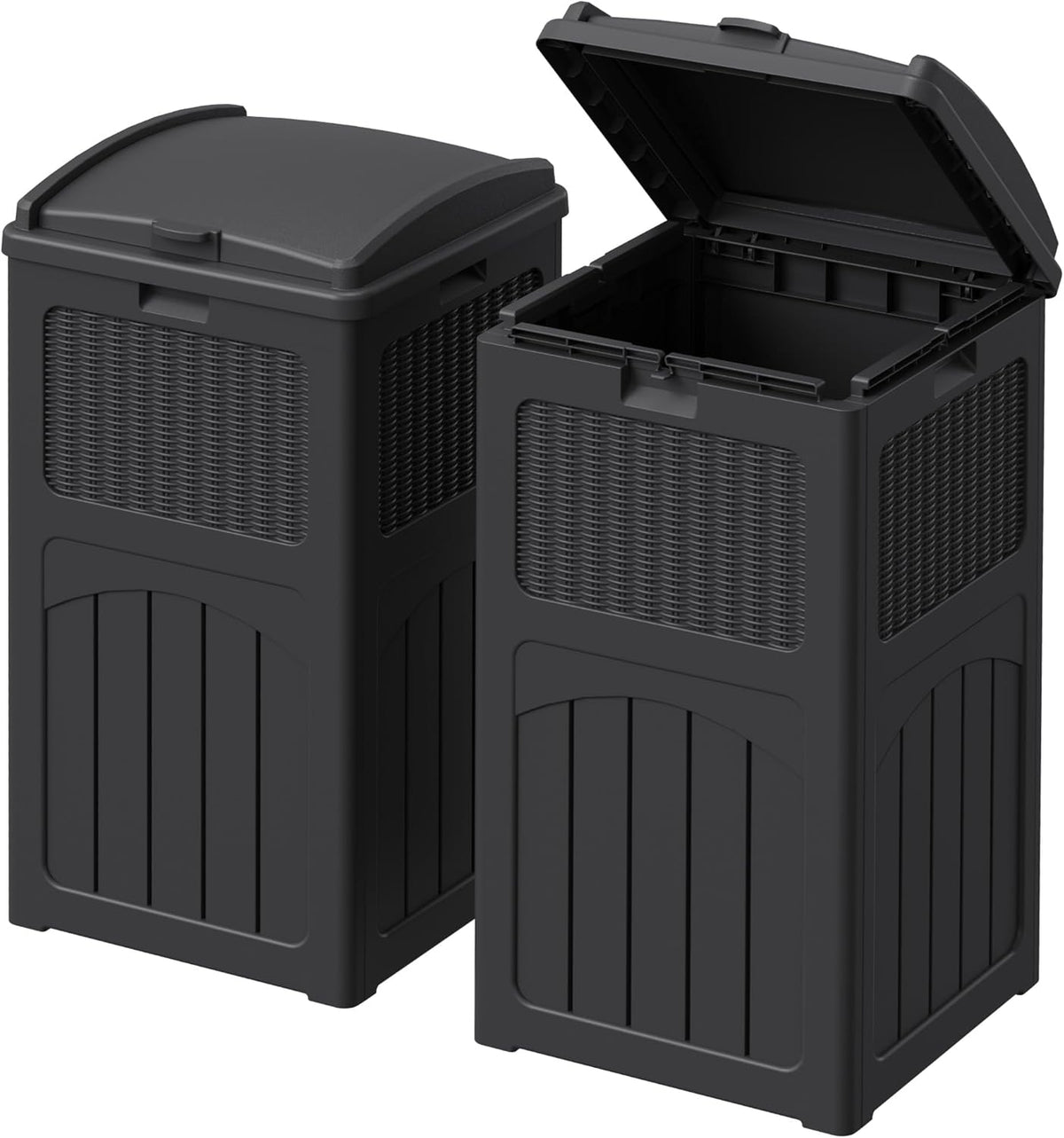 Devoko 33 Gallon Outdoor Trash Can with Dual Lid, Heavy Duty Waterproof Resin Garbage Bins Outside