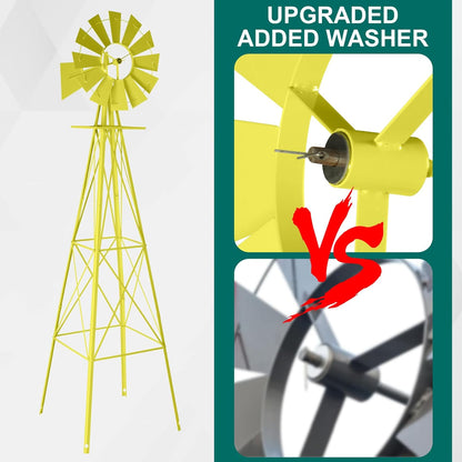 Garden Windmill for Yard Decor, 8 ft Tall Metal Windmill with Spinning Blades, Weather-Resistant