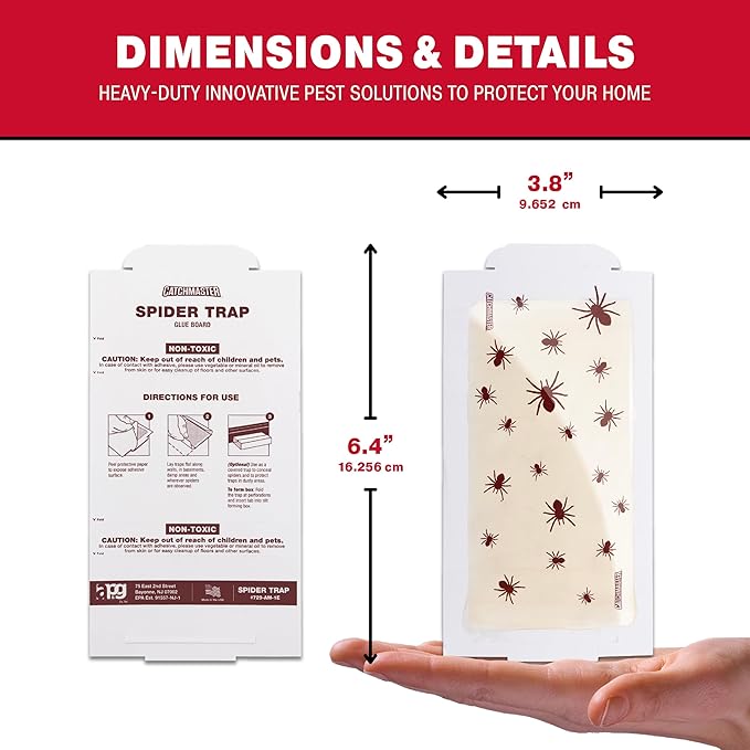 Catchmaster Spider Traps Glue Boards 6-Pack, Adhesive Bug Catcher, Insect, Scorpion, Cricket
