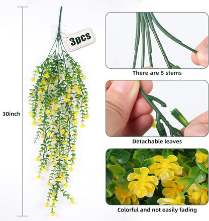 RECUTMS Outdoor Fake Hanging Plants,Hanging Plant Vine,Faux Eucalyptus Leafs Greenery Vine Plant