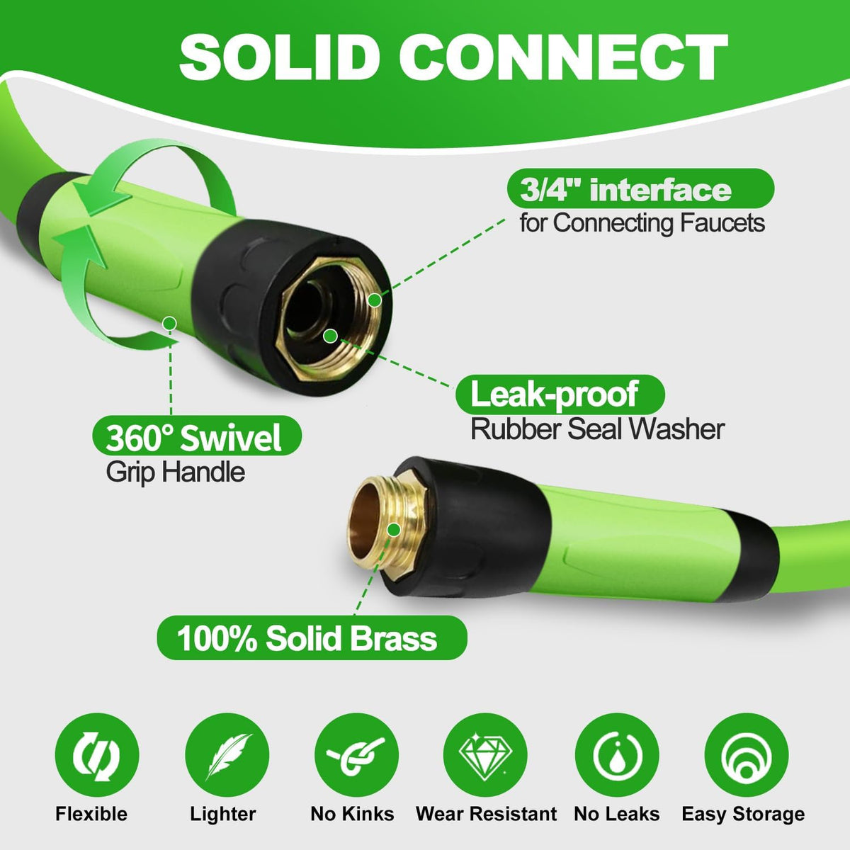 YOTOO Heavy Duty Hybrid Short Garden Hose, Lead in Water Hose 5/8-Inch by 10-Feet 150 PSI, Kink