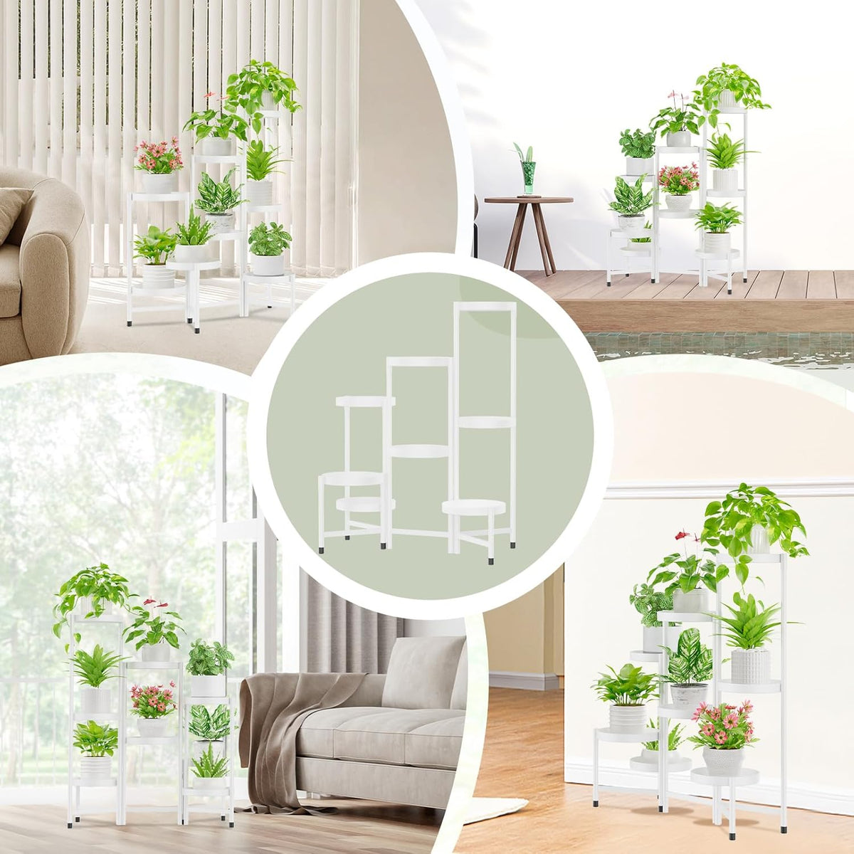 iDavosic.ly Plant Stand Indoor Outdoor, 8 Tier Corner Metal Flower Display Holder Shelf, Folding