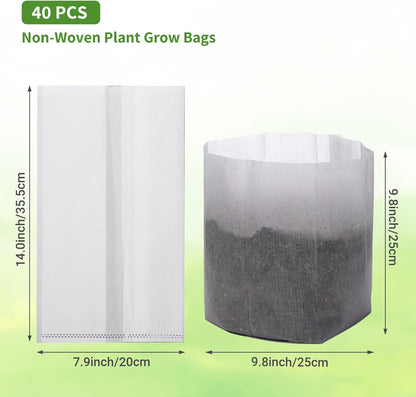 GREANER Plant Nursery Bags, 40 PCS 15.7""x14.2"" Garden Bags to Grow Vegetables, Non-Woven