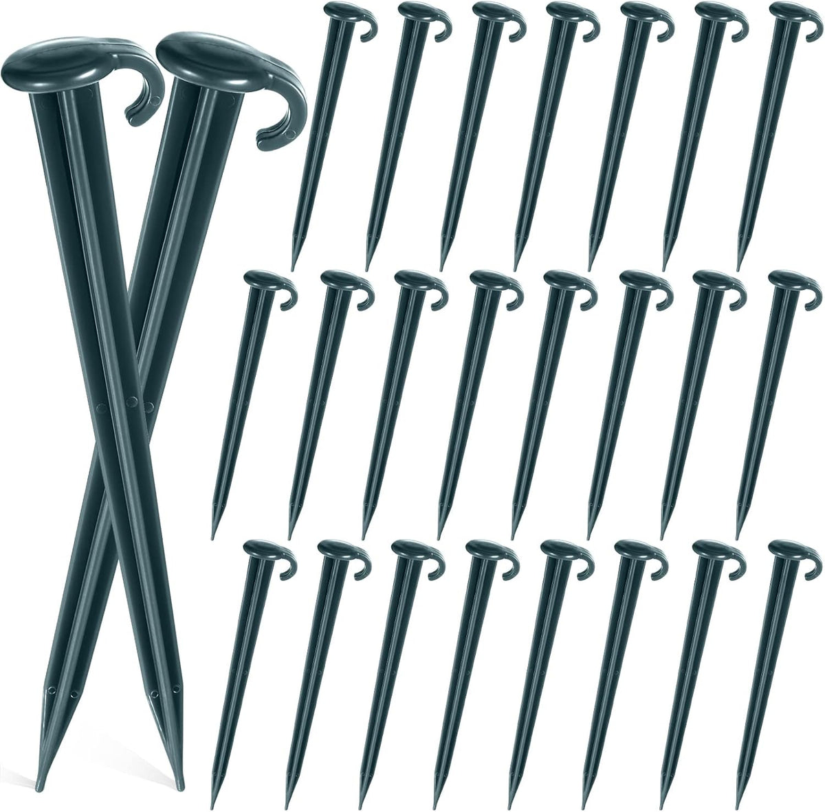 Vicenpal 24 Pcs 7 Inch Plastic Yard Stakes Inflatables Heavy Duty Plastic Garden Stakes for Tent