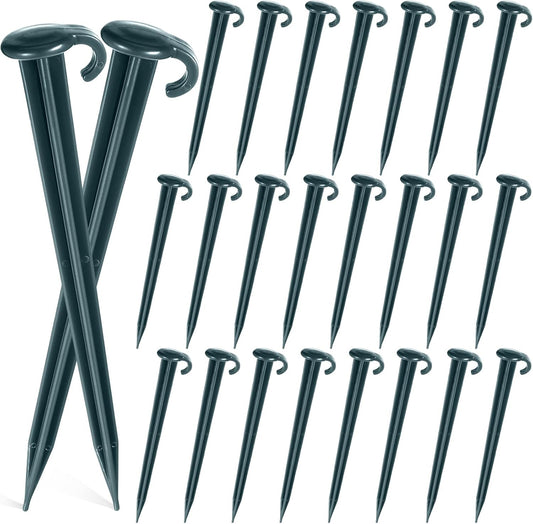 Vicenpal 24 Pcs 7 Inch Plastic Yard Stakes Inflatables Heavy Duty Plastic Garden Stakes for Tent