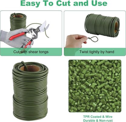 101 Feet Soft Plant Ties Dark Green Plant Twist Ties, Plant Ties for Support. Gardening Supplies