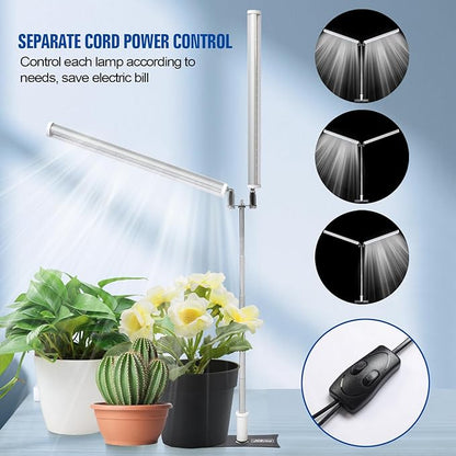 JCBritw Standing LED Grow Light，Adjustable Dual Head T12 Bar Plant Light, White 6500K Full Spectrum