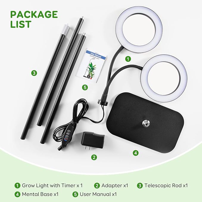 Dual Head Grow Light for Indoor Plants,Full Spectrum LED Halo Plant Lights with Stand, Floor