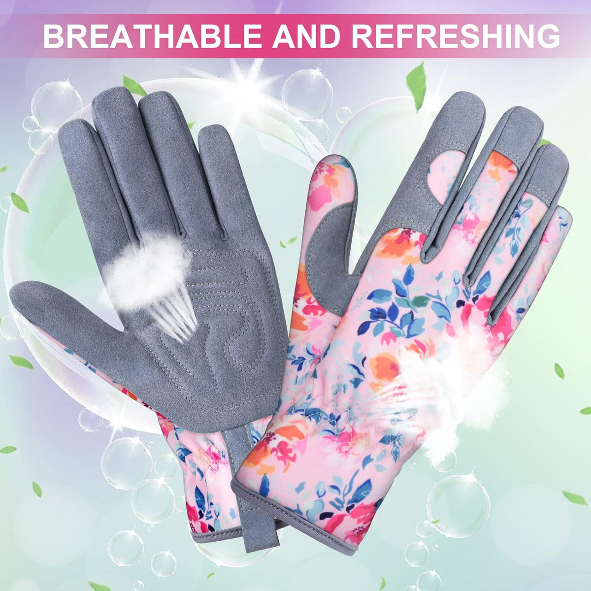 Womens Gardening Weeding Working Gloves, Leather Garden Glove for Women Thorn Proof No Stab for