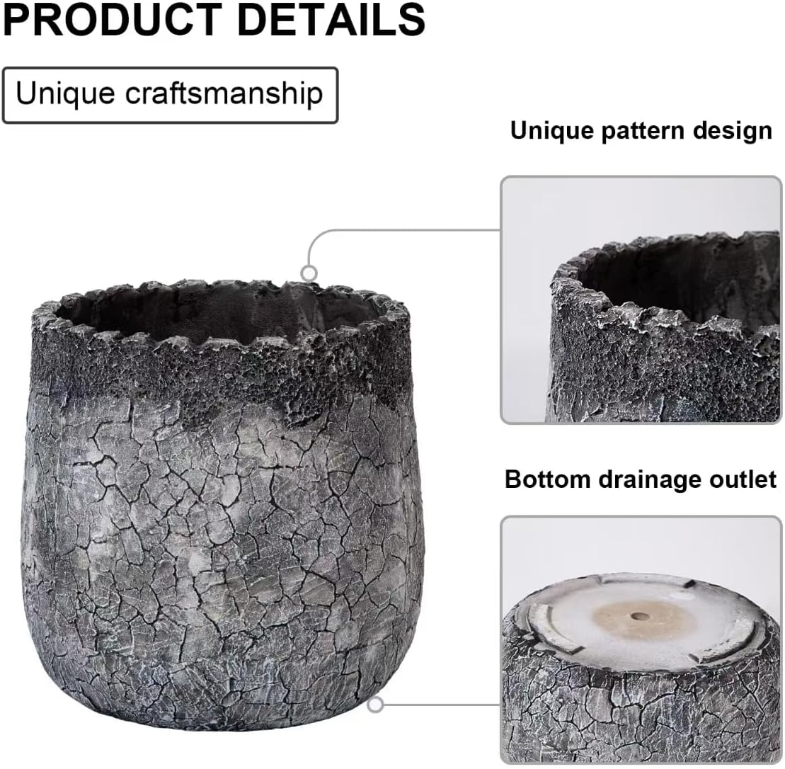 Craft flowerpots 18"+13"+9" Dia Round Concrete Planter Set of 3 Large Outdoor/Indoor Planter Pots