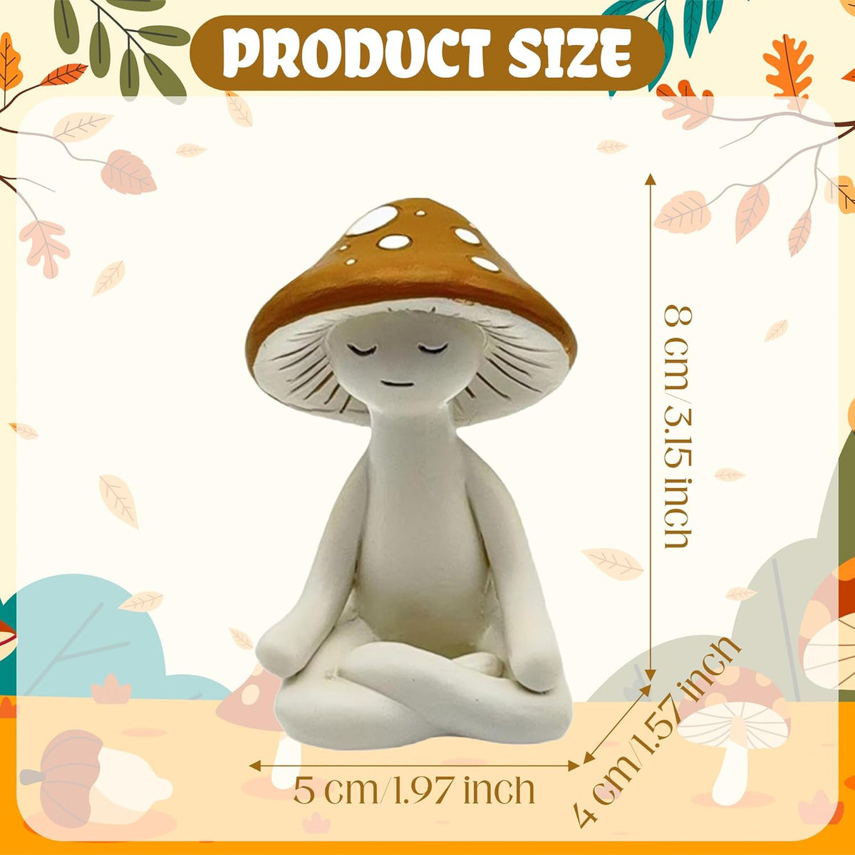 Meditation Mushroom Resin Statue - Cute Meditation Mushroom Statue for Desk Living Room Resin