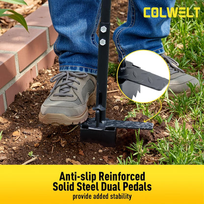 Colwelt Sod Plugger Tool 36-INCH, Grass Plug Tool 3 x 3 Square with Serrated Base, Long Handle Bulb