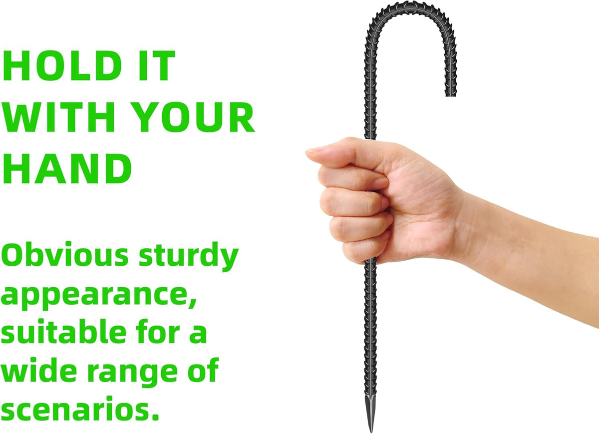 18 Pieces 12-Inch Garden Ground Stakes Galvanized Steel J Shape Hook Rebar Stake - Heavy Duty