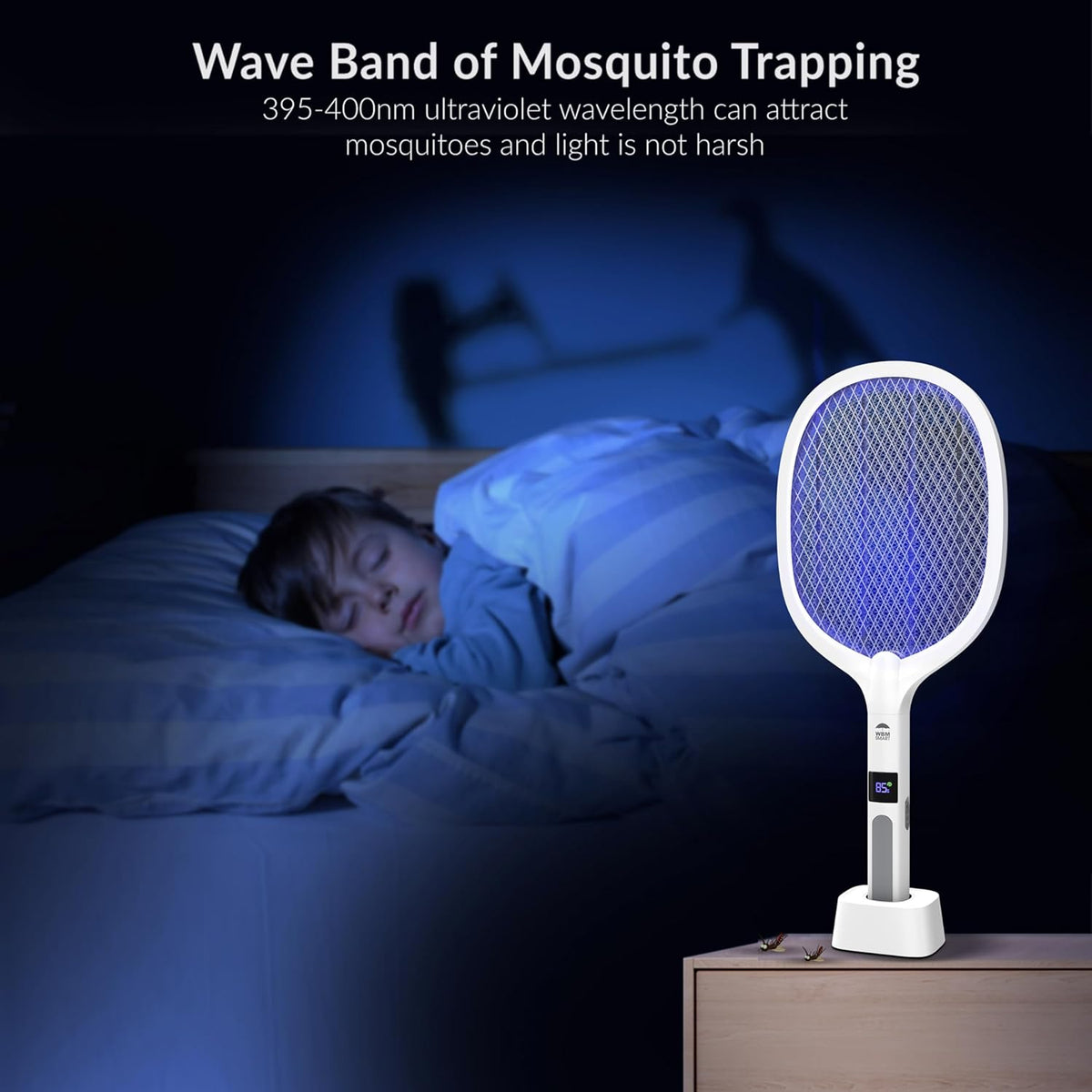 WBM SMART 2 in 1 Electric Bug Zapper, Mosquitoes Trap Lamp & Racket, USB Rechargeable Electric Fly