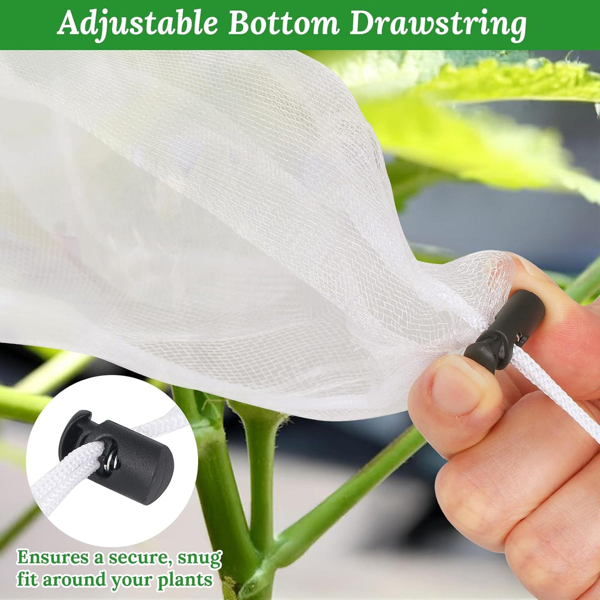 2 Pack Garden Netting for Raised Beds,Durable Ultra Fine Mesh Plant Covers with Drawstring to Keep