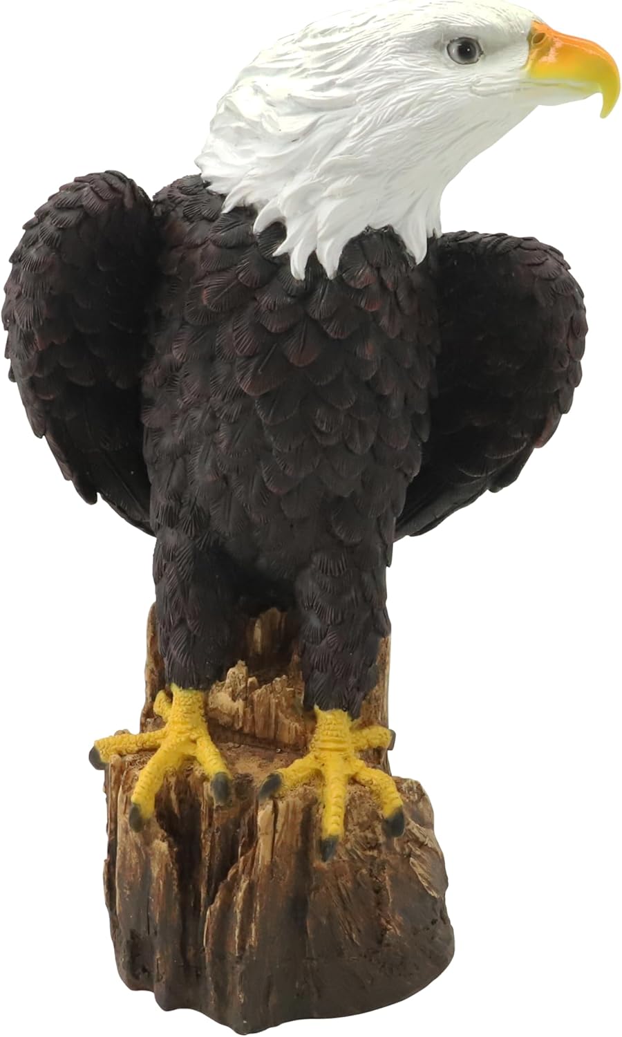 Garden Sculpture Hand-Painted Bald EagleResin Statue 14.2 Inch Tall with Stump Base Realistic