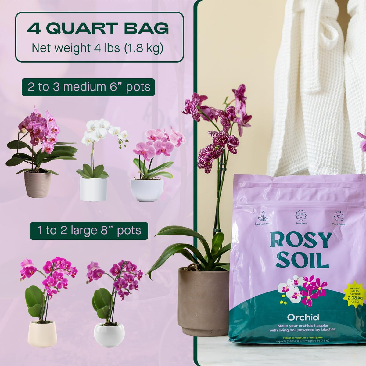 Rosy Soil Orchid Soil Potting Mix - Superior Aeration & Drainage for Orchids - Peat-Free