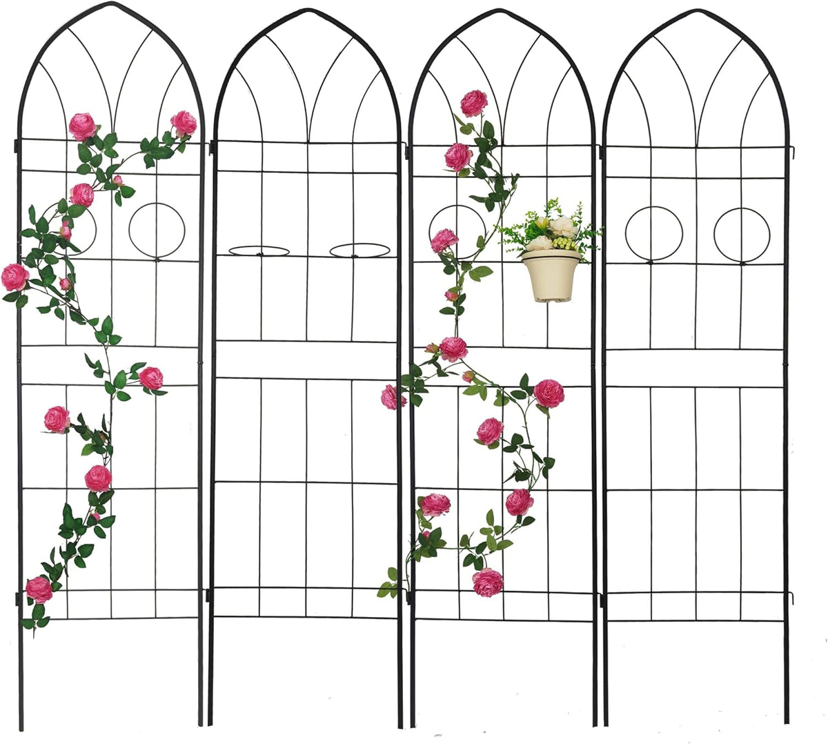 4 Pack Metal Garden Trellis 78.7" H Garden Fence Rustproof Trellis for Climbing Plants Support