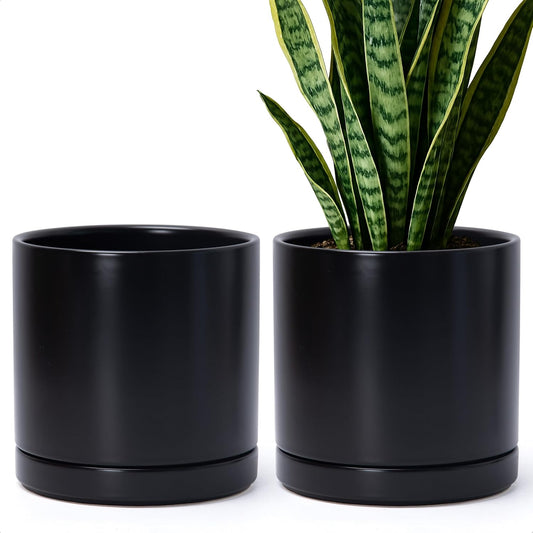 D'vine Dev Set of 2 Plants Pots, 8.2 Inch Ceramic Planter Pot for Plants with Drainage Hole and