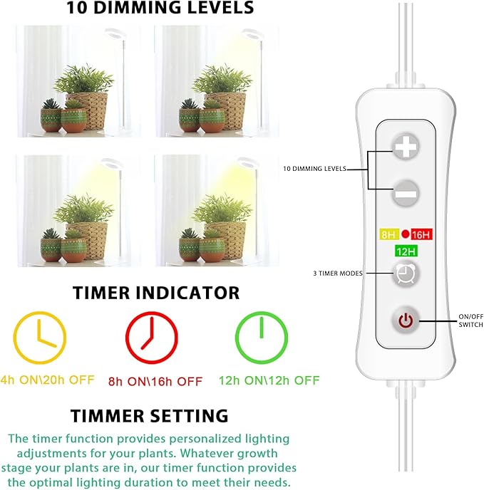 yadoker Halo Plant Grow Light, LED Growing Light Full Spectrum for Indoor Plants,Height Adjustable