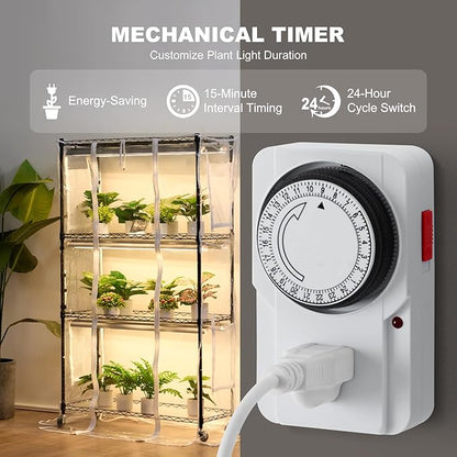 VEVOR Plant Stand with Grow Light, Grow Light Shelf with Cover and Thermometer, 4 Tiers 180W Plant