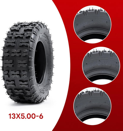 2 PCS13x5.00-6 Tires and 13X5.0-6(5.0/4.0-6) Inner Tubes for 4 Wheelers ATV,Quad Lawn, Mower