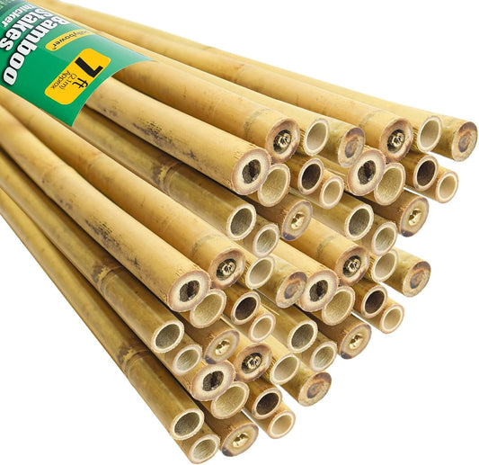 3/4" D 7 Feet Bamboo Stakes 50 Pack, Thicker Heavy-Duty Plant Stakes, Natural Garden Stakes for