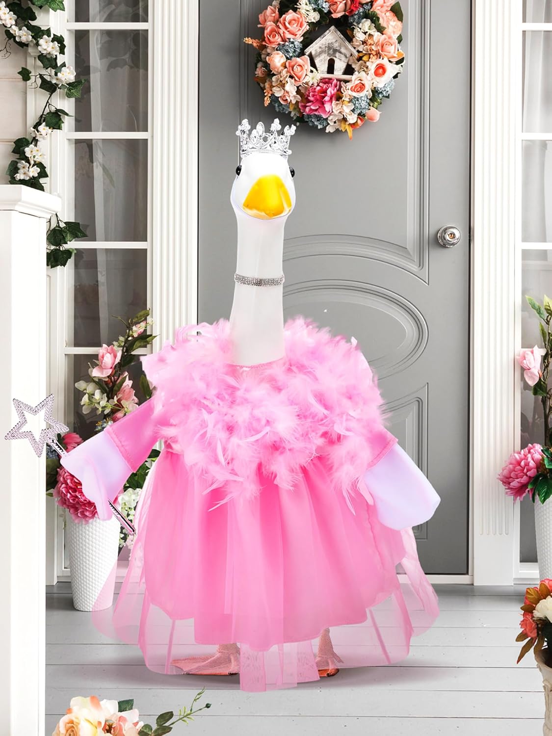 Outus Princess Goose Outfits Princess Skirt for Porch Goose 23 Inch Holiday Lawn Funny Geese Cloth