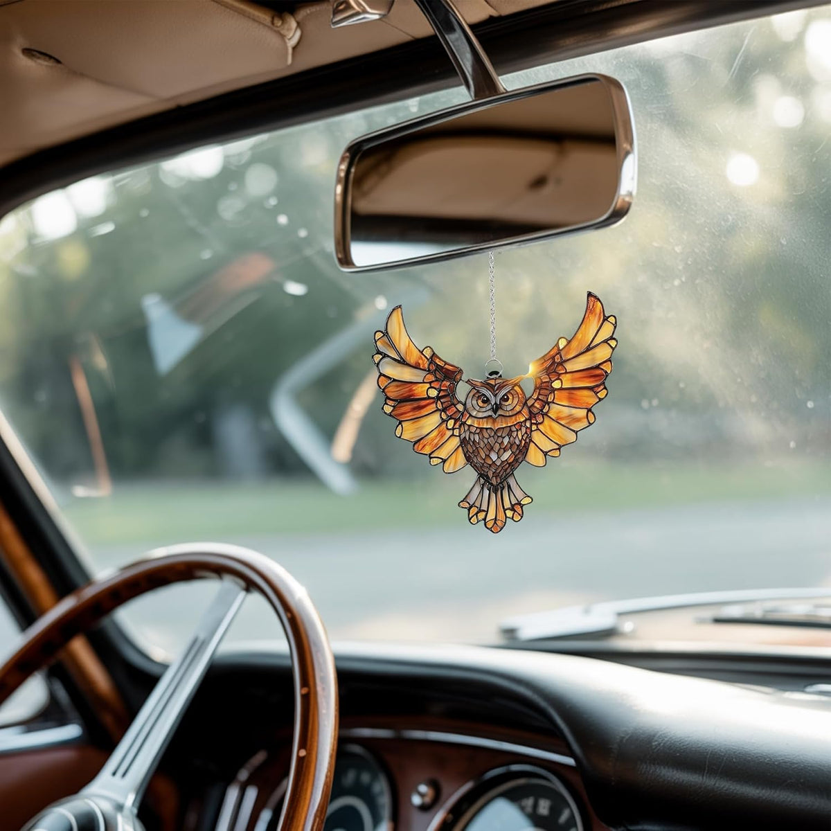 Mandala Owl Acrylic Suncatcher Stained Glass Effect Window Car Hanging Christmas Ornament Indoor