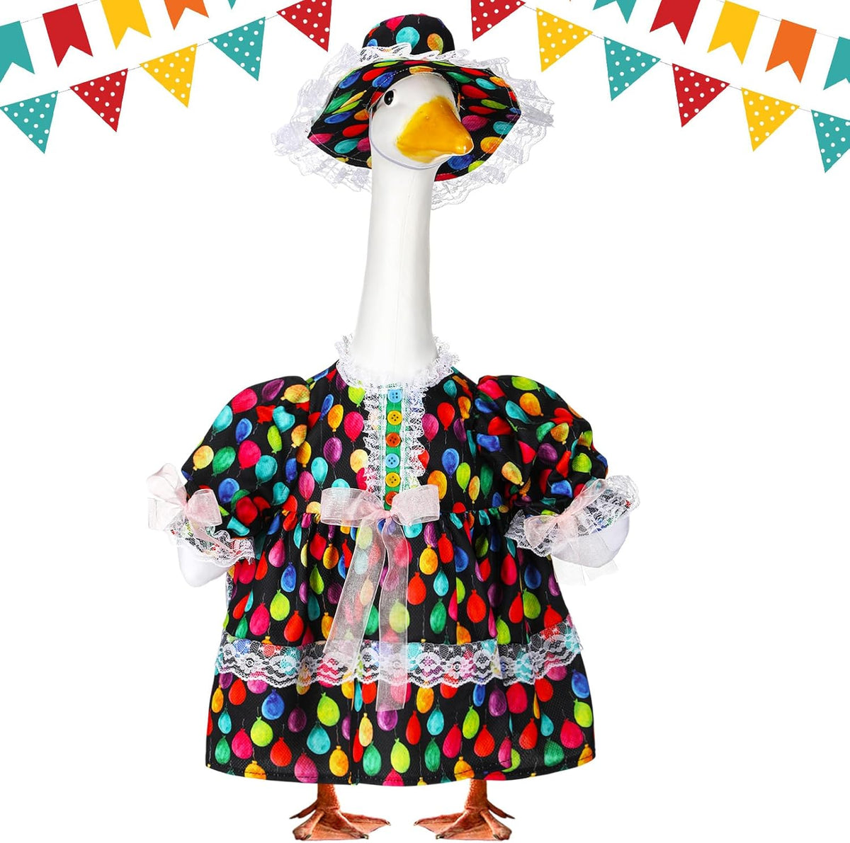 Suzile Happy Birthday Goose Outfit Dresses Clothes for 23" High Cement or Plastic Porch Goose