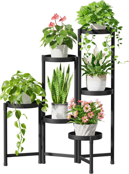 iDavosic.ly Plant Stand Indoor Outdoor, 6 Tier Corner Metal Flower Display Holder Shelf, Folding