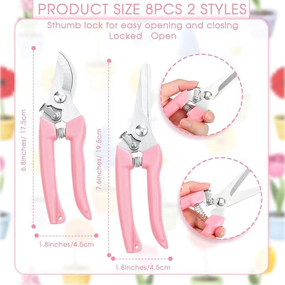 Jutom 8 Pcs Garden Shears Pruning Scissors Clippers Sharp Hand Pruners for Gardening Tools Cutting
