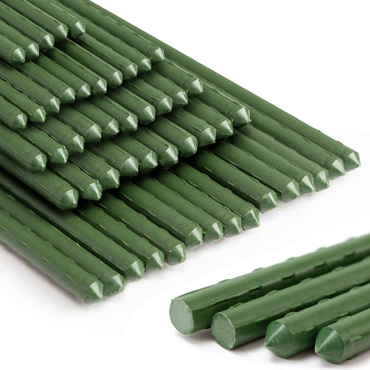 AGTEK 57.6" Garden Stakes, 50PCS Plastic Coated Plant Stakes, 4.8ft Plant Support for Climbing