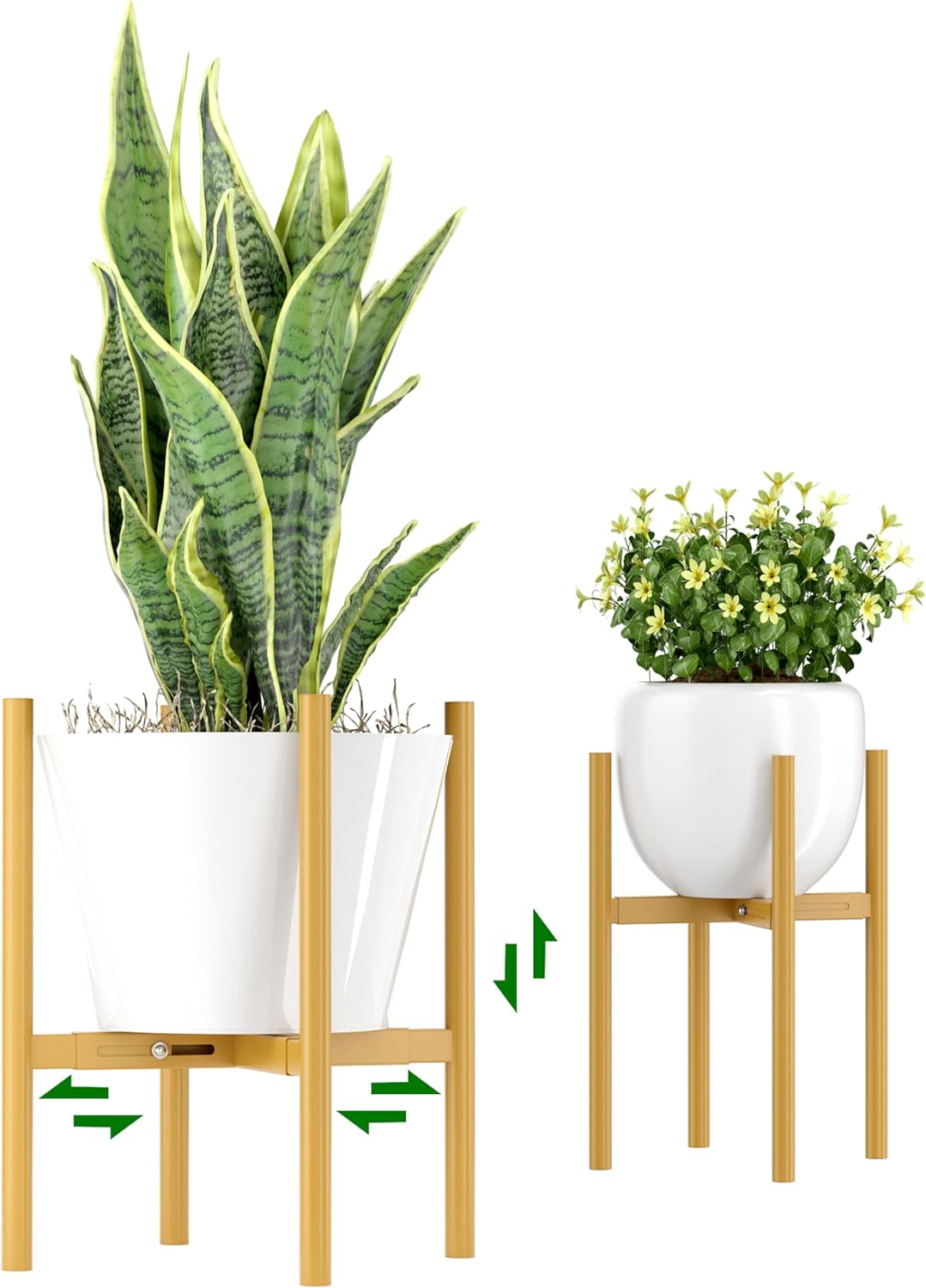 EKNITEY Adjustable Plant Pot Stand: Indoor Outdoor Modern Flower Holder Metal Plant Rack Organizer