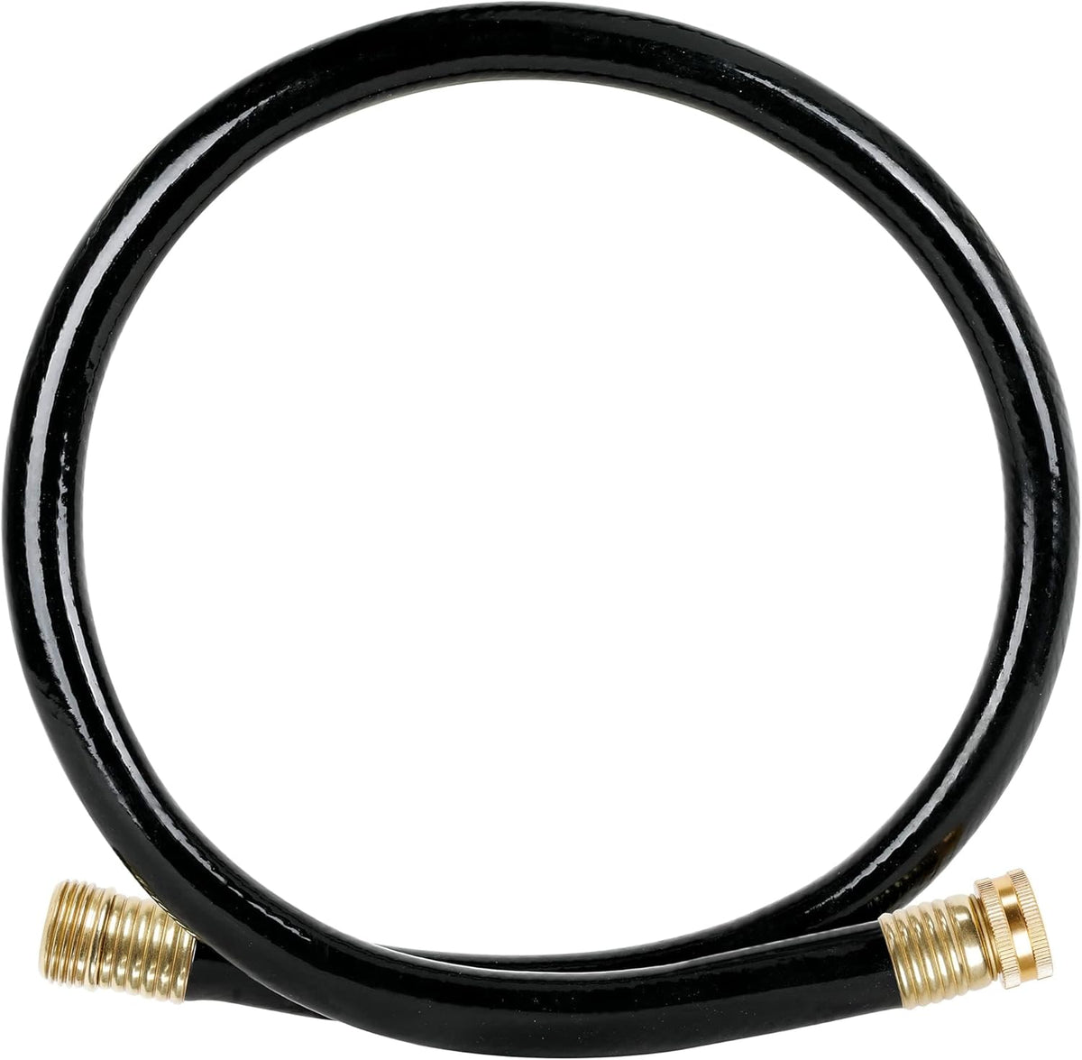 Worth Short Leader Black Garden Hose 5/8 in. x 6 ft. -Brass Aluminum Ends for Household & Yard Use