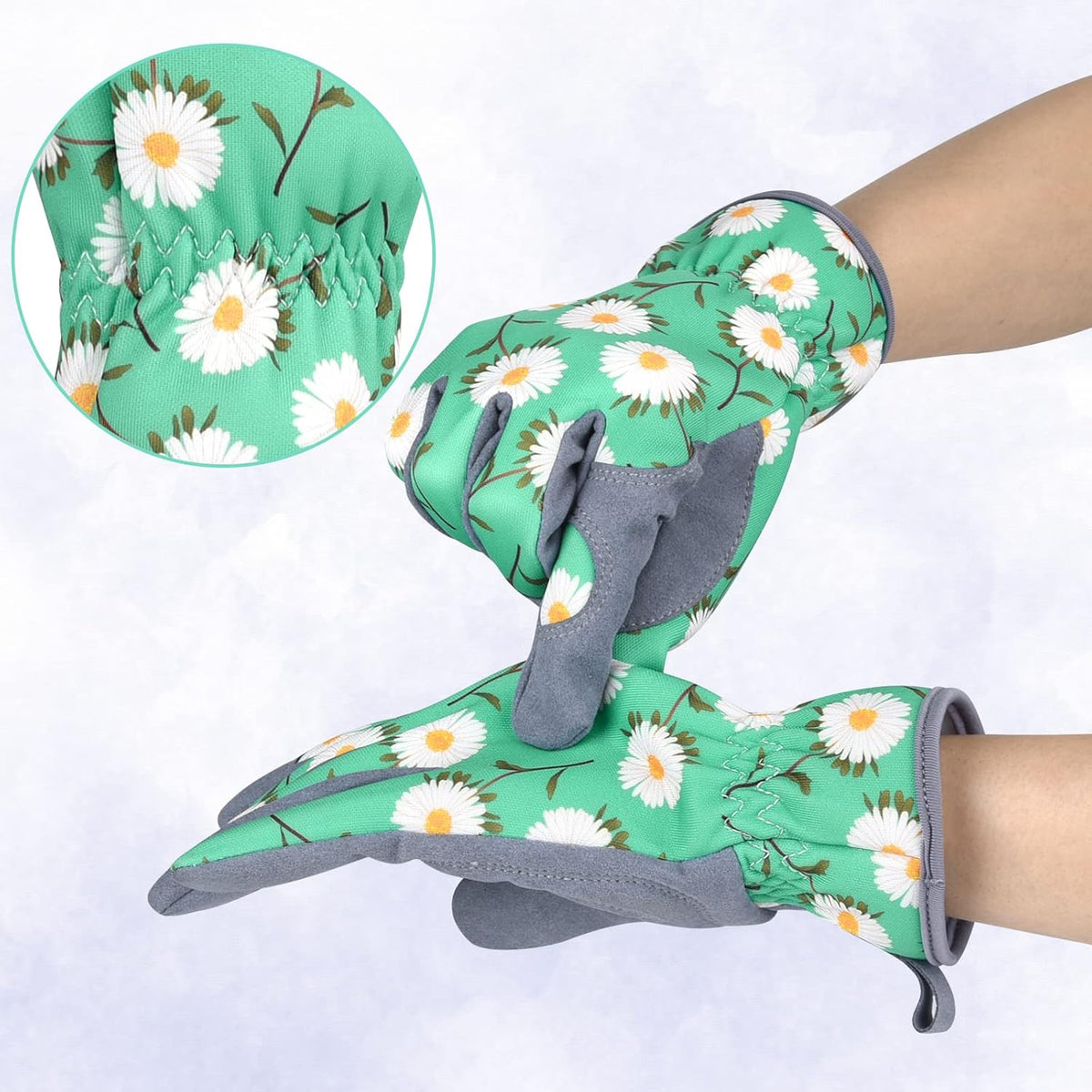 Womens Gardening Weeding Working Gloves, Leather Garden Glove for Women Thorn Proof No Stab for