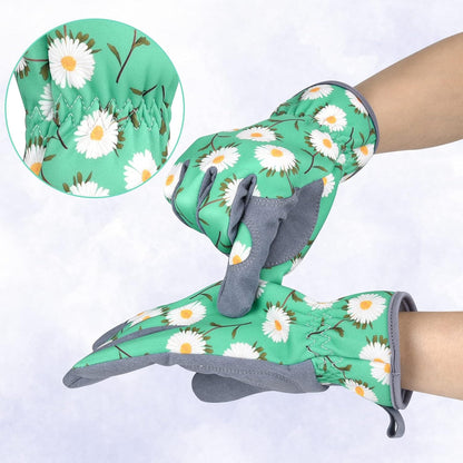 Womens Gardening Weeding Working Gloves, Leather Garden Glove for Women Thorn Proof No Stab for