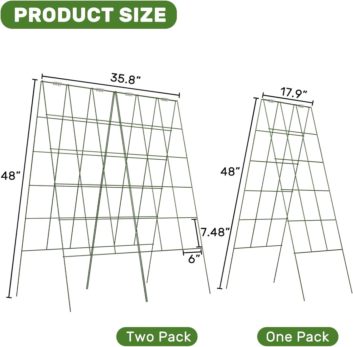 DOEWORKS Cucumber Trellis, 48" High Foldable A Frame Garden Trellis, 2 Pack, Plant Support for