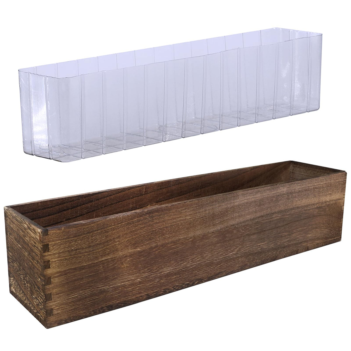 Winlyn Rustic Wooden Planter Box 17.3" L x 3.9" W x 3.9" H Brown Rectangular Planter Decorative