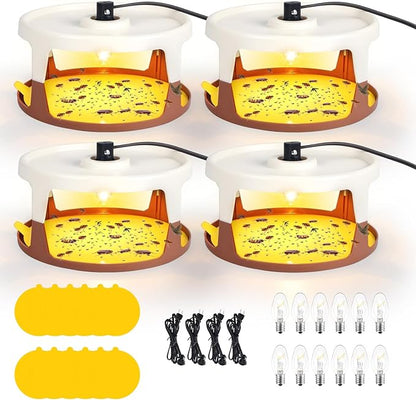 4 Pack Flea Traps for Inside Your Home, Flea Light Trap for Indoor Flying Insect Control Trapper