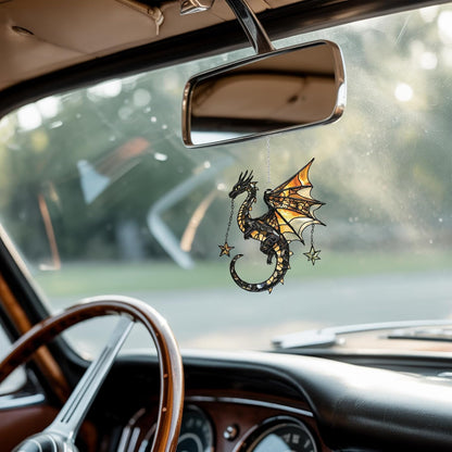 Stars Dragon Acrylic Suncatcher Stained Glass Effect Window Car Hanging Christmas Ornament Indoor