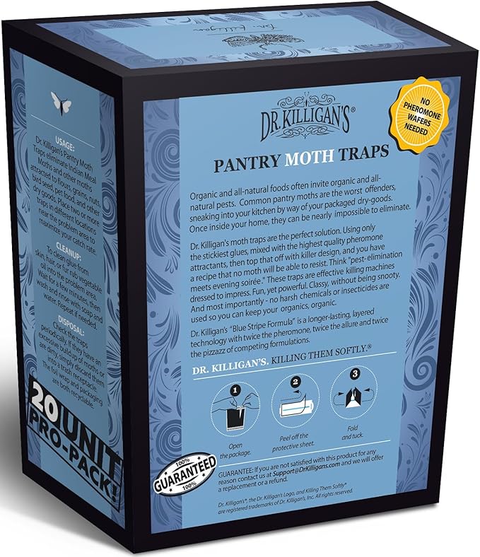 Dr. Killigan's Premium Double Potent Pantry Moth Traps with Pheromones Prime, Sticky Indian Meal